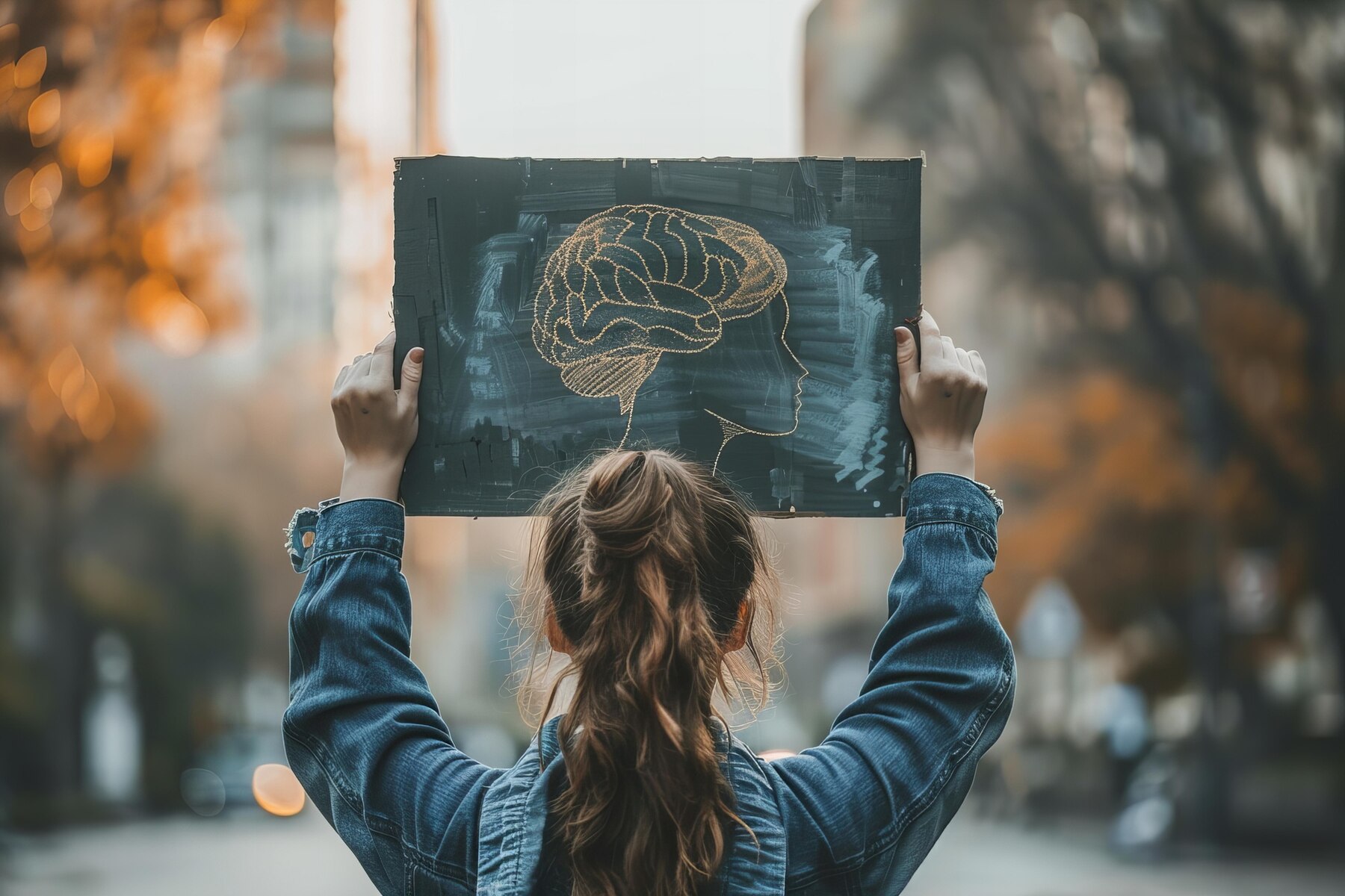 Ilustrasi seorang yang membawa papan bergambar otak. (Freepik) - Image