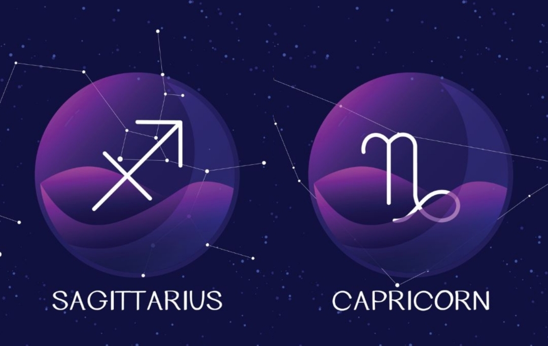 Ilustrasi zodiak Sagitarius dan Carpricorn - Image
