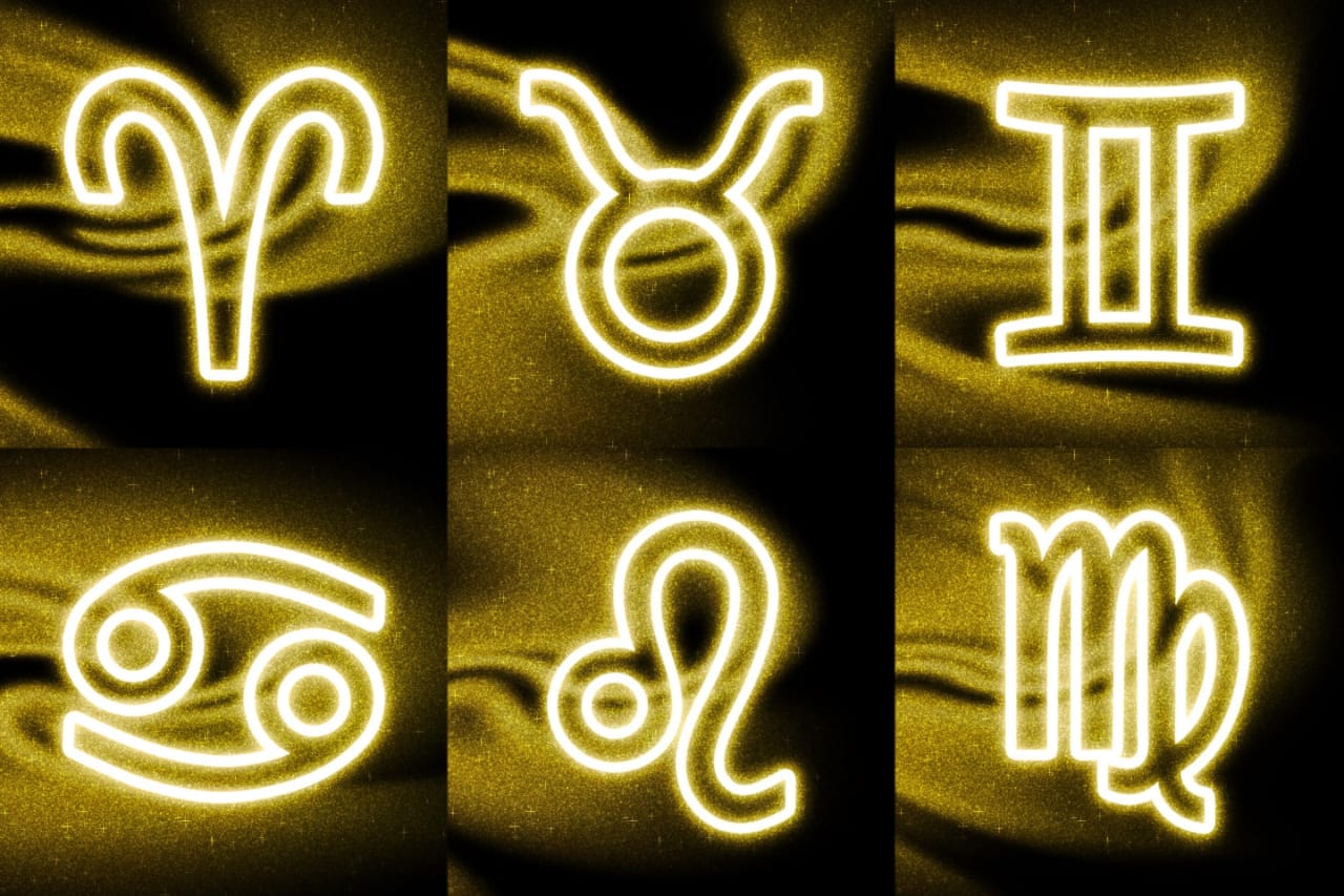 ilustrasi zodiak Aries, Taurus, Gemini, Cancer, Leo, dan Virgo. - Image