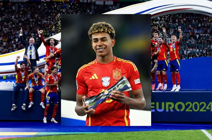 Lamine Yamal berhasil pecahkan beberapa rekor di saat masih berusia 17 tahun bersama Spanyol. (Instagram/@sefutbol) - Image