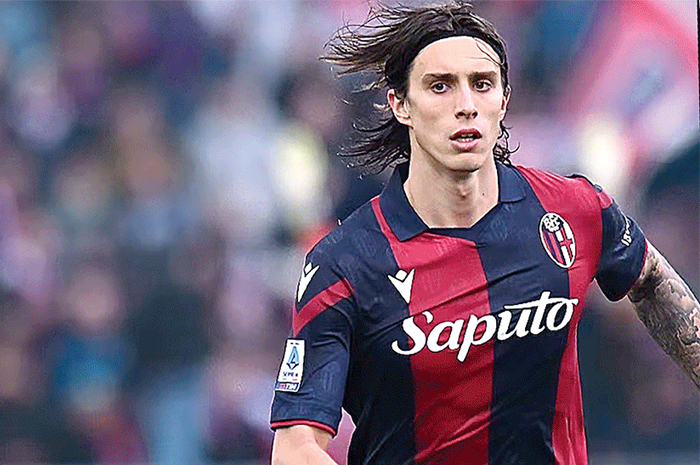MONCER DI EURO 2024: Bek Bologna FC Riccardo Calafiori belum pasti pindah ke Arsenal karena masih ada ganjalan mengenai nilai transfer. (Bologna) - Image