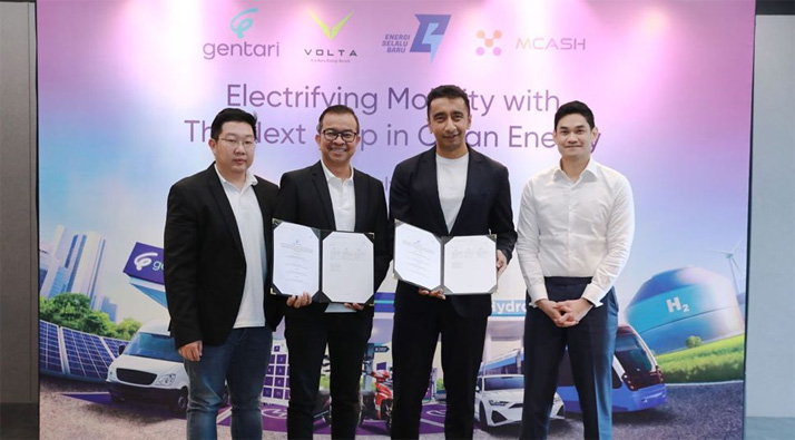 Kerja sama Gentari Green Mobility, PT PLN (Persero) dengan PT Energi Selalu Baru (ESB), anak perusahaan dari PT NFC Indonesia Tbk, MCASH Group dalam solusi armada kendaraan listrik (EV). (Istimewa) - Image