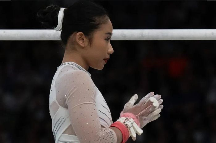 Rifda Irfanaluthfi ketika tampil di Olimpiade 2024 Paris. (Instagram/@timindonesiaofficial) - Image