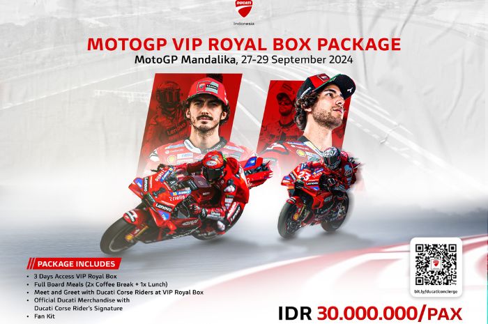 MotoGP VIP Royal Box Package jadi salah satu program menarik yang ditawarkan Ducati Indonesia menyambut MotoGP Mandalika. (Ducati Indonesia) - Image