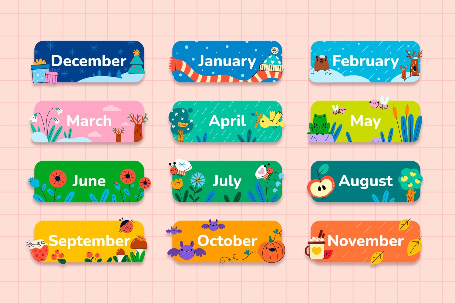 ilustrasi 12 nama bulan. Sumber foto: Freepik - Image