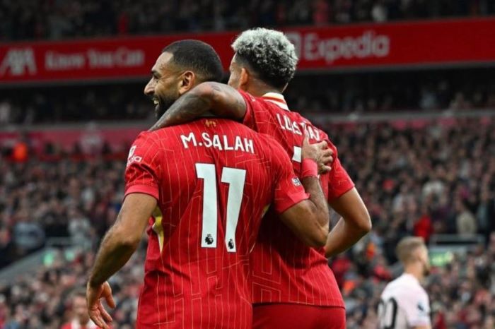 Pemain Liverpool Mohamed Salah dan Luis Diaz. (liverpoolfc.com/Antara) - Image
