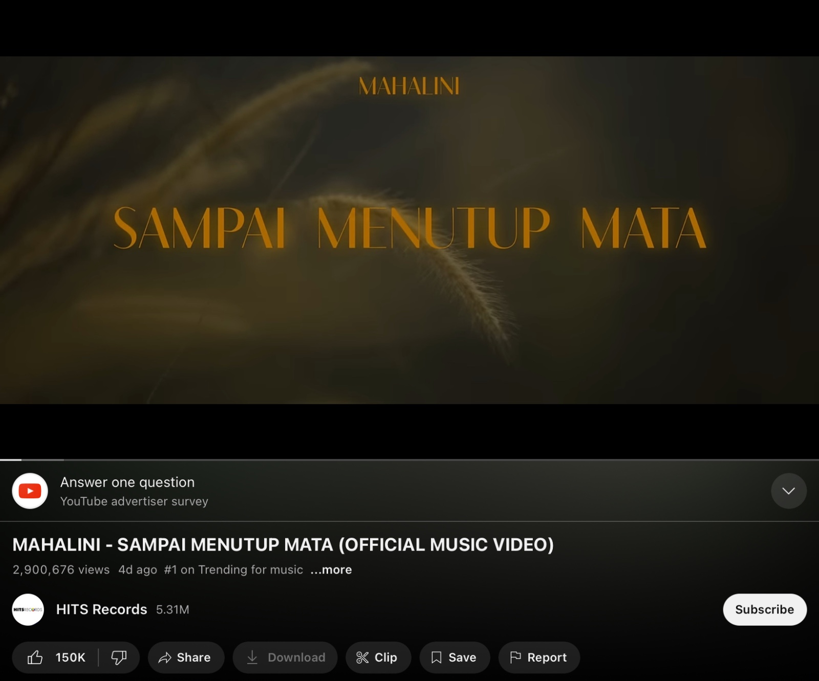 Video Klip Lagu Sampai Menutup Mata oleh Mahalini Raharja./Tangkap Layar Youtube HITS Records - Image