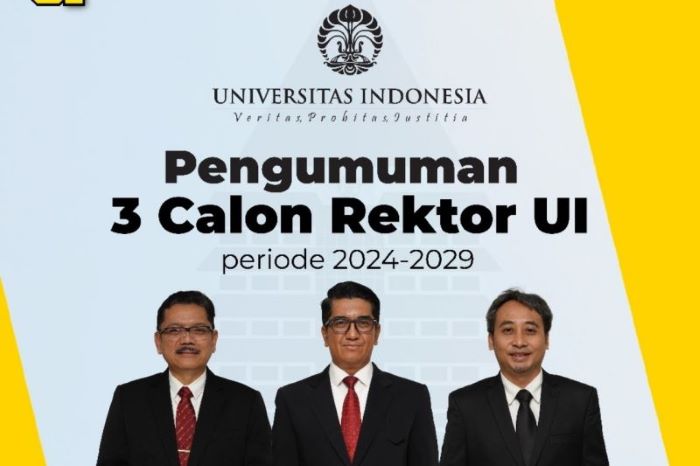 UI umumkan tiga nama calon rektor periode 2024–2029 yang lolos penyaringan. (Humas UI/Antara) - Image