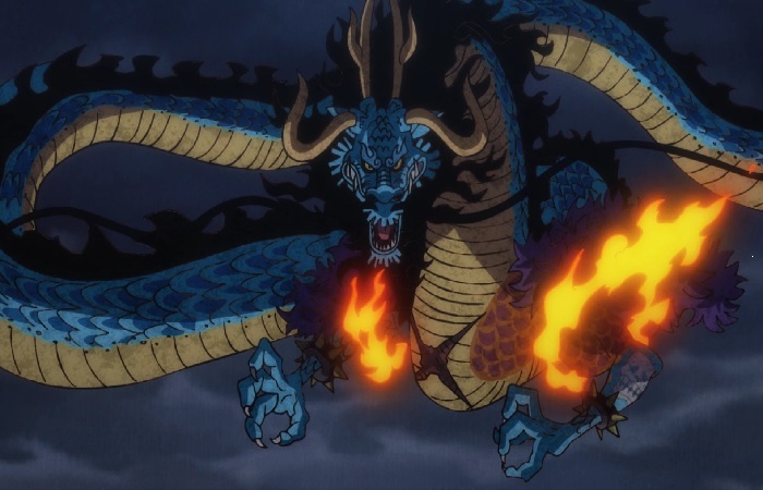 Kaido bisa berubah menjadi naga raksasa berkat kemampuan Uo Uo no Mi, Model: Seiryu yang dimakannya. (One Piece Fandom &ndash; Wiki)