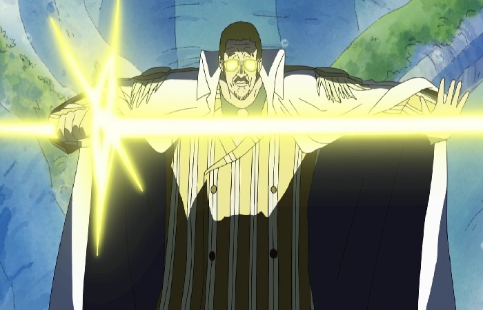 Pika Pika no Mi memungkinkan Kizaru memanipulasi cahaya sesuka hatinya dari menciptakan senjata hingga mengklona dirinya. (One Piece Fandom &ndash; Wiki)