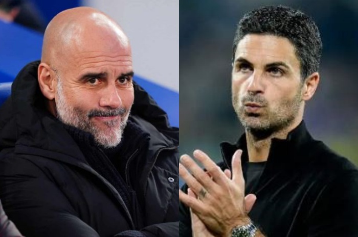 Pep Guardiola (kiri) akan beradu taktik dengan Mikel Arteta saat Man City menjamu Arsenal di Etihad Stadium, Minggu (22/9) malam. (reuters) - Image