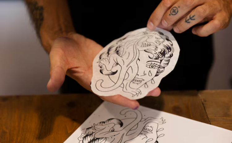 Stencil tattoo sebelum ditempelkan ke tubuh./Freepik - Image