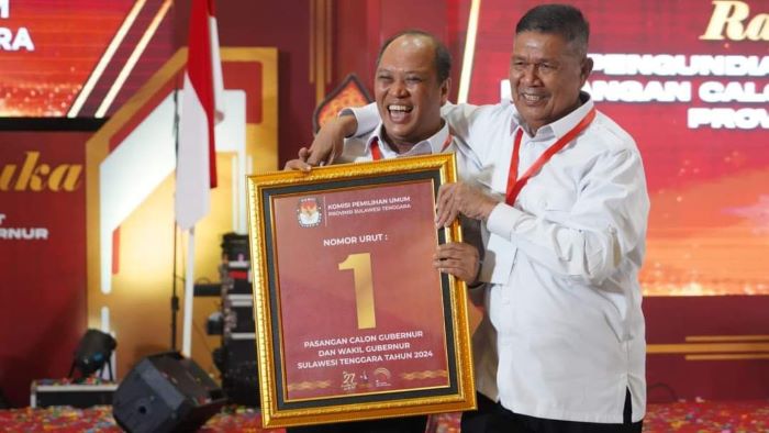 Calon Gubernur dan Wakil Gubernur Sulawesi Tenggara (Sultra) Ruksamin dan Sjafie Kahar. (Istimewa) - Image