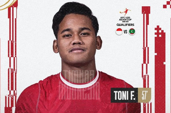 Wonderkid Persebaya Surabaya Toni Firmansyah jadi salah satu bintang Timnas Indonesia U-20 ketika gilas Maladewa. (Instagram @timnasindonesia) - Image