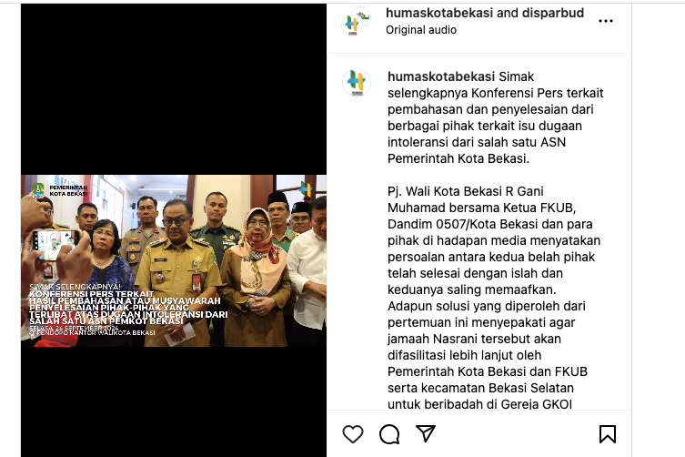 (Instagram Humas kota Bekasi) - Image