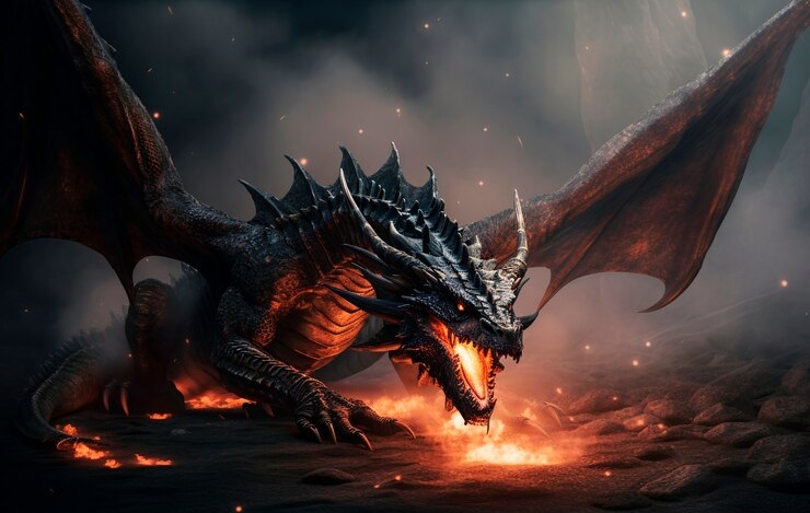 Ilustrasi nogo (naga) dino tahun 2024, yang merupakan hari terbaik untuk membuka pintu rezeki dan keberuntungan menurut Fengshui. - Image