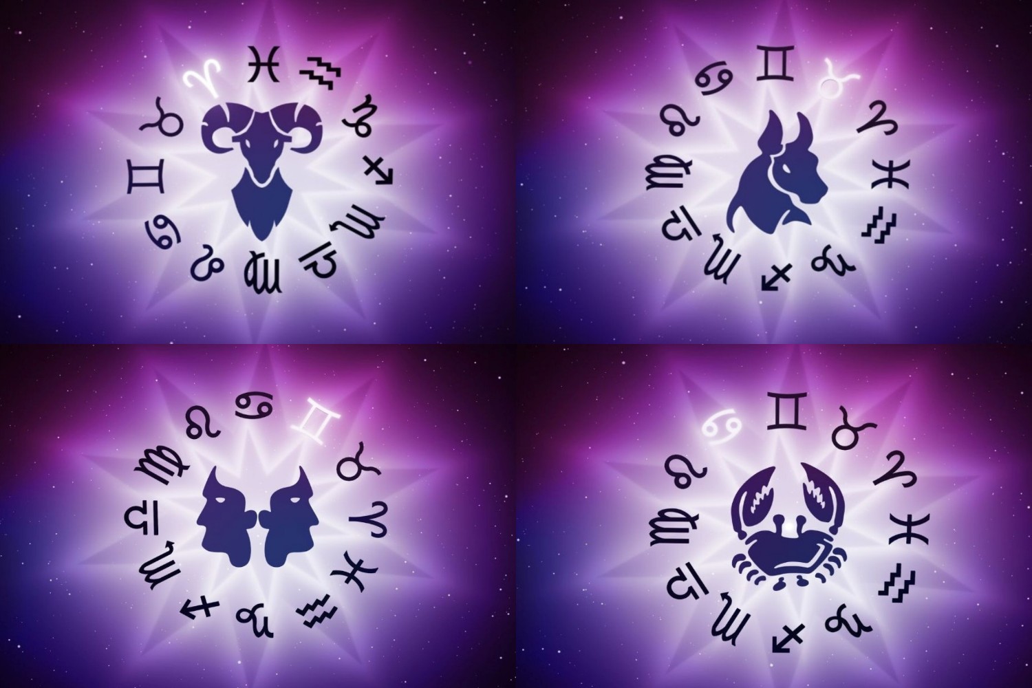 Ilustrasi zodiak Aries, Taurus, Gemini, dan Cancer. (Freepik) - Image