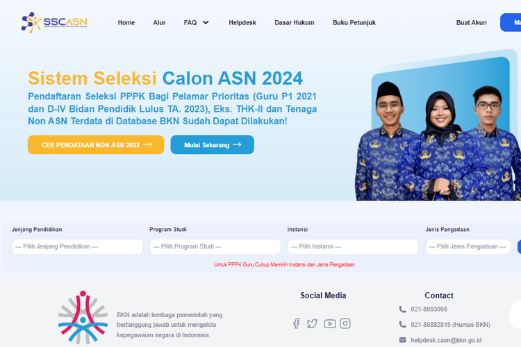 Tangkapan layar cara cek jumlah pesaing di tiap formasi pada portal resmi SSACSN. (ssacsn.bkn.go.id) - Image