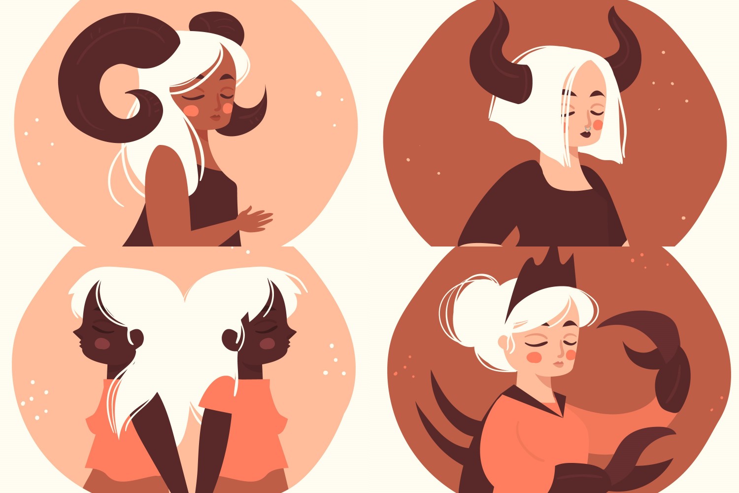 Ilustrasi zodiak Aries, Taurus, Gemini, dan Cancer./Freepik - Image