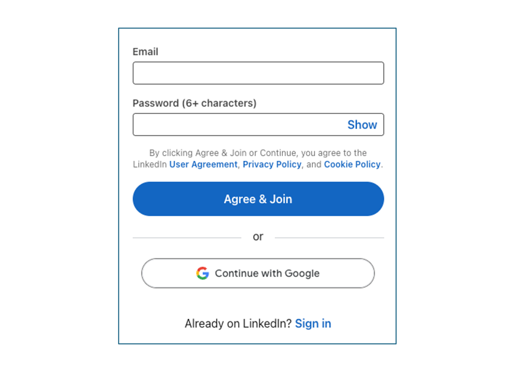 Ilustrasi halaman pendaftaran LinkedIn. - Image