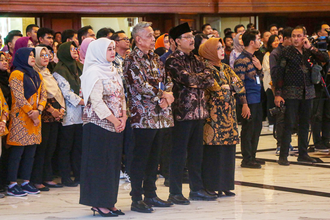 Menteri Sosial Saifullah Yusuf bersama Wakil Menteri Sosial Agus Jabo Priyono saat acara penyambutan