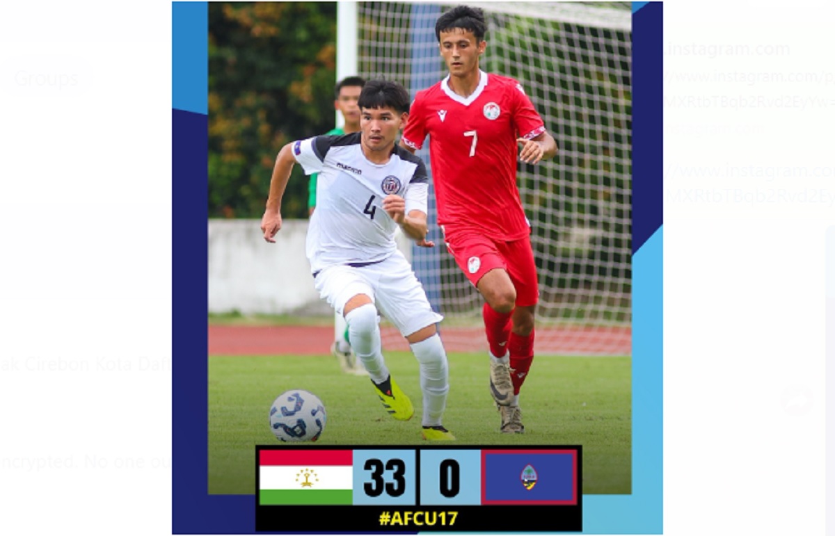 Tajikistan U-17 menang 33-0 atas Guam U-17 di Kualifikasi Piala Asia U-17 2025, Rabu (23/10). (Instagram afcasiancup) - Image