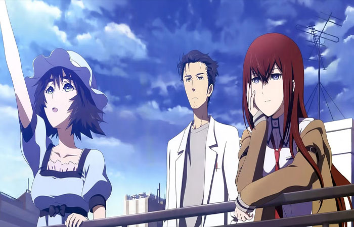 Mayuri Shiina, Rintarou Okabe, dan Kurisu Makise menjadi tokoh utama yang terjerat dalam plot twist perjalanan waktu di Steins;Gate. (Game Rant) - Image