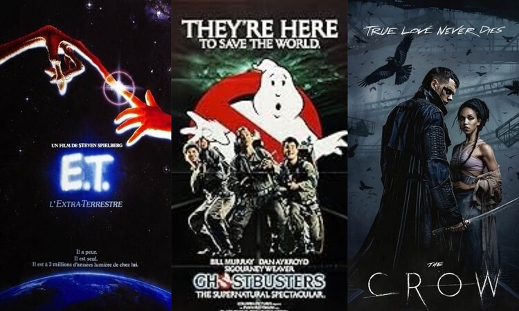 Poster film E.T, Ghostbusters dan The Crow (IMDb) - Image