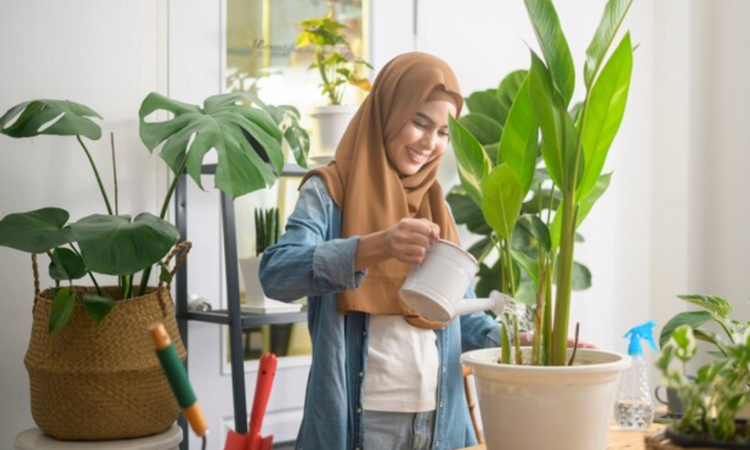 Ilustrasi seorang wanita suka melakukan hobi dengan bercocok tanam (Freepik) - Image