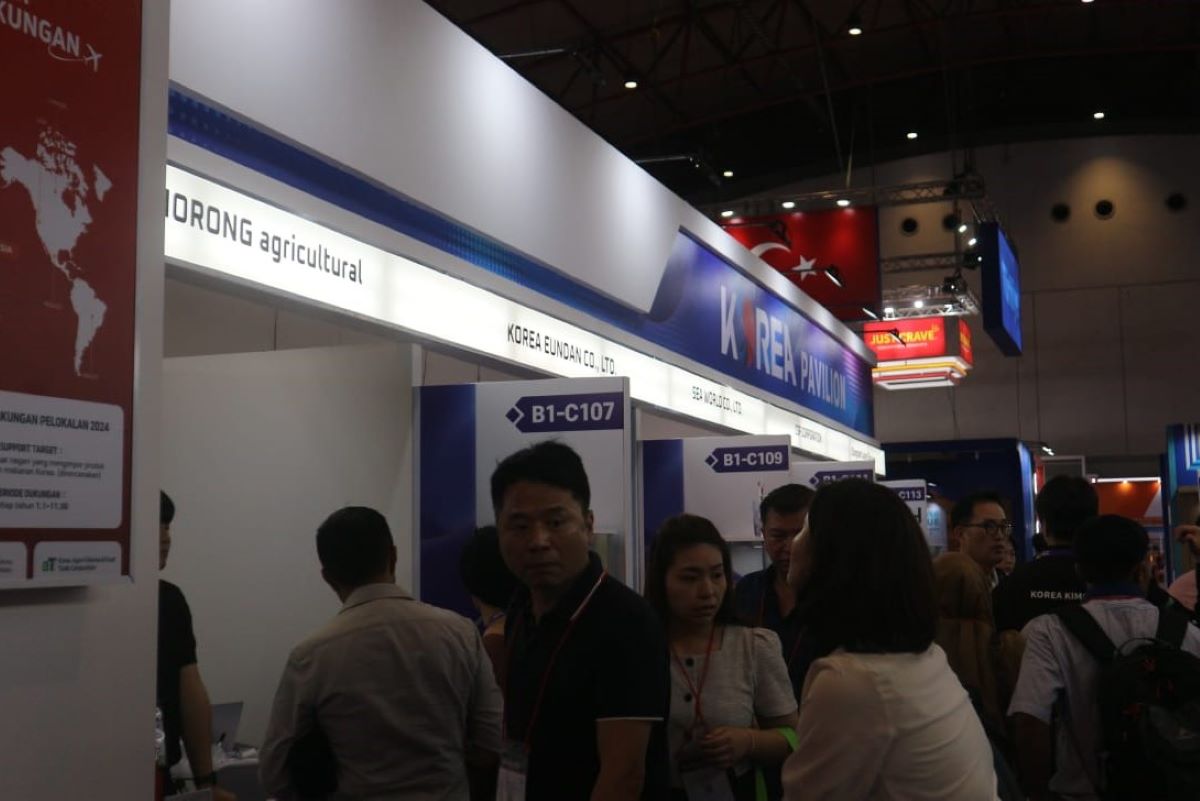 Kementerian Pertanian dan aT Center membuat Korea Pavilion pada pameran pangan terbesar se-Indonesia, SIAL Interfood 2024 di JIEXPO, Kemayoran. (Istimewa) - Image