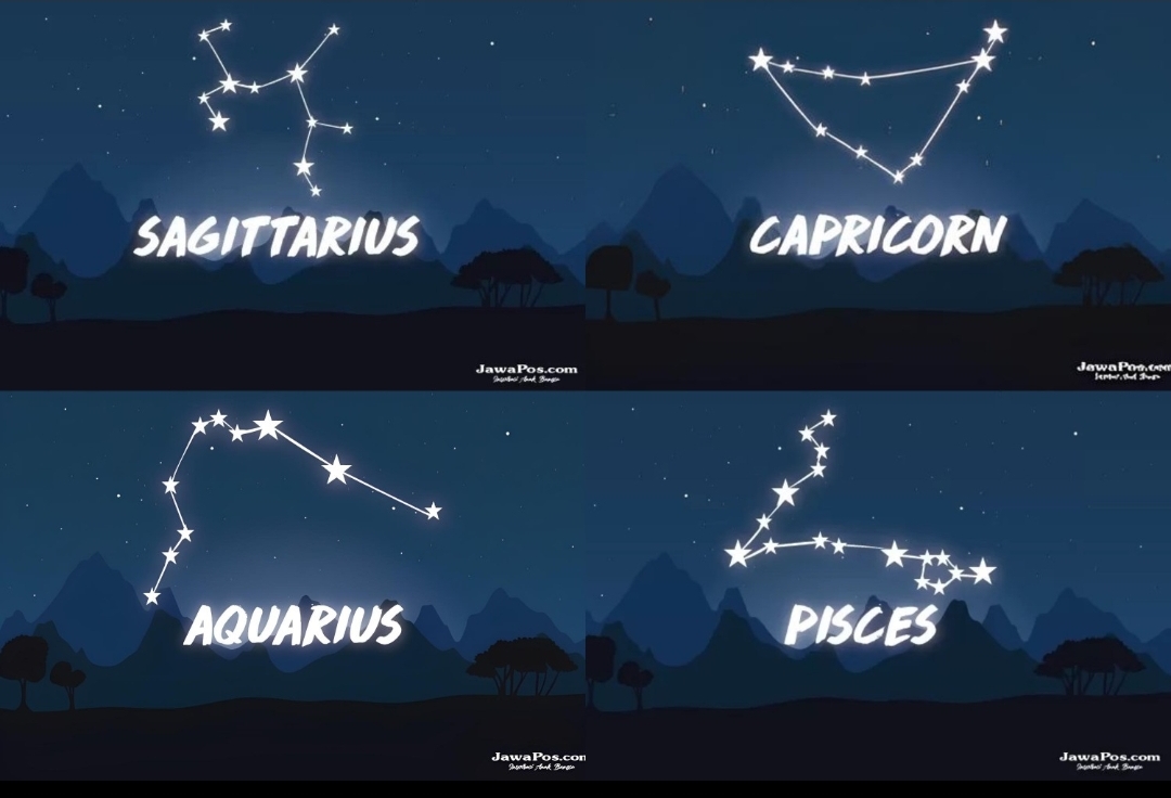 Ilustrasi zodiak Sagitarius, Capricorn, Aquarius, dan Pisces. (Dok/JawaPos.com) - Image