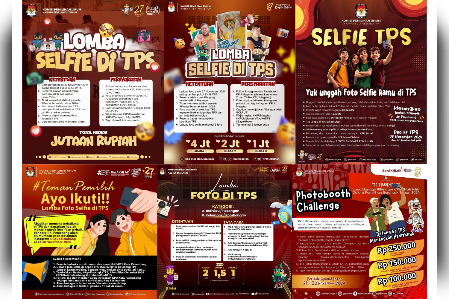 e-flyer informasi lomba foto selfie Pilkada Serentak 2024 (Instagram) - Image