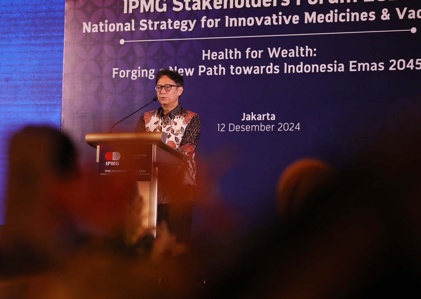 Menteri Kesehatan Republik Indonesia Budi Gunadi Sadikin memberi sambutan dalam IPMG Stakeholders Discussion Forum di Jakarta, Kamis (12/12/2024). Menteri Kesehatan Republik Indonesia Budi Gunadi Sadikin memberi sambutan dalam IPMG Stakeholders Discus - Image