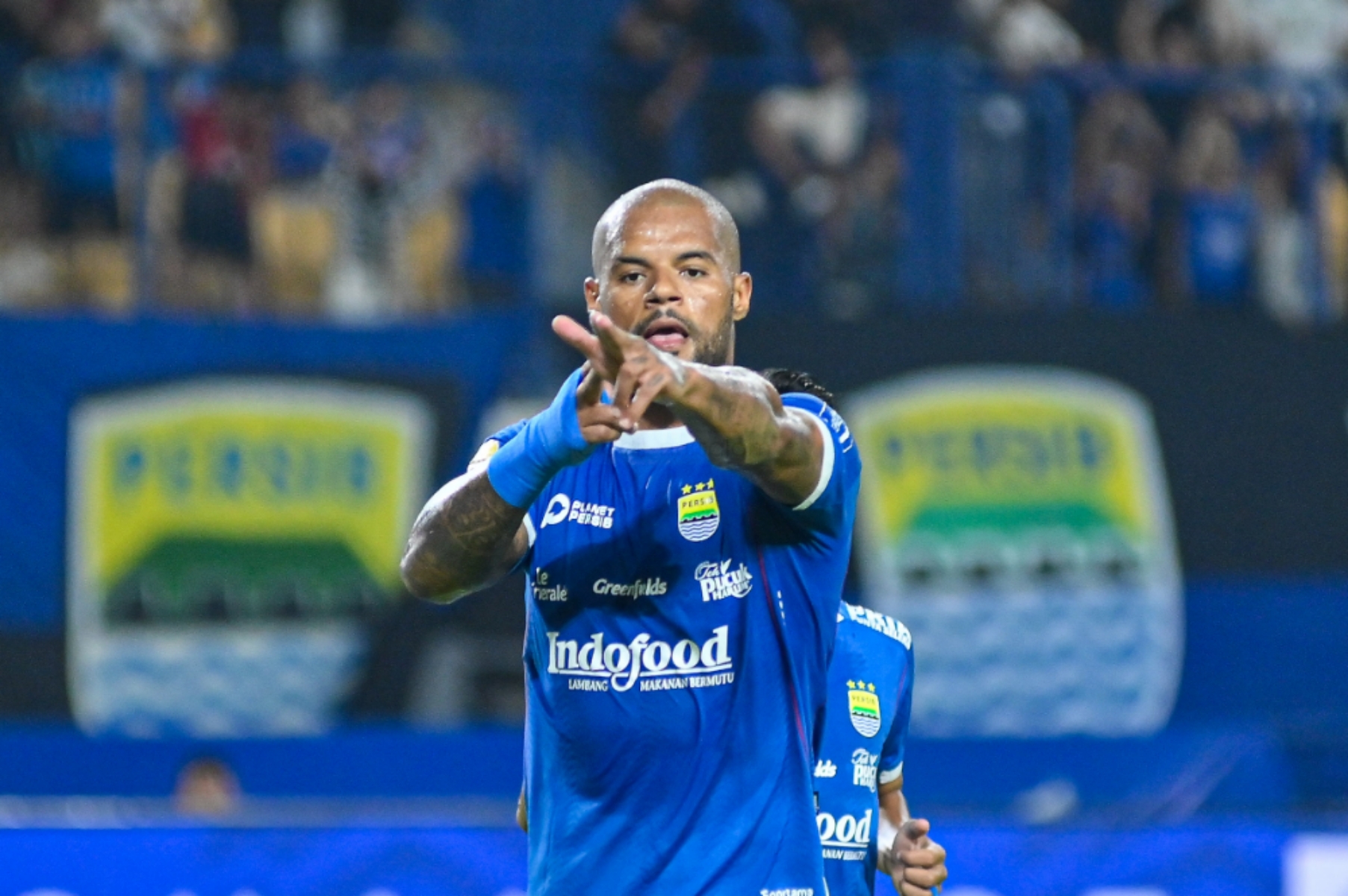 Penyerang Persib, David da Silva menjadi pemain pertama yang mencetak 100 gol selama berkarir di Liga 1. (LIB) - Image