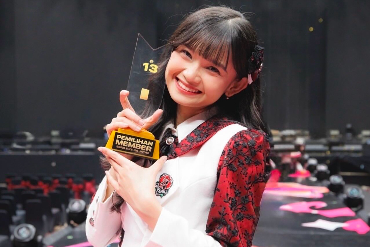Indah Cahya Nabila menjadi center Undergirls setelah mendapatkan –45.716 suara di Senbatsu Sousenkyo JKT48. (Instagram Indah Cahya) - Image