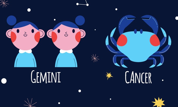 Ilustrasi zodiak Gemini dan Cancer - Image