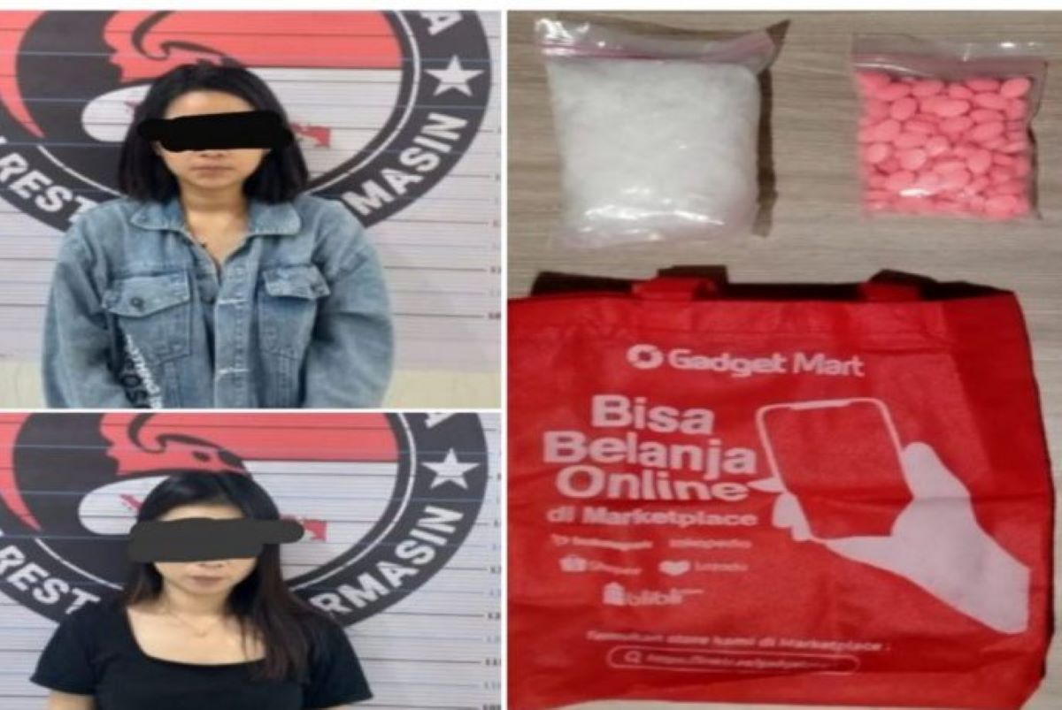 Dua perempuan kakak beradik yang berstatus sebagai ibu rumah tangga jadi pengedar sabu-sabu dan ekstasi di Kota Banjarmasin. (Gunawan Wibisono/Antara) - Image