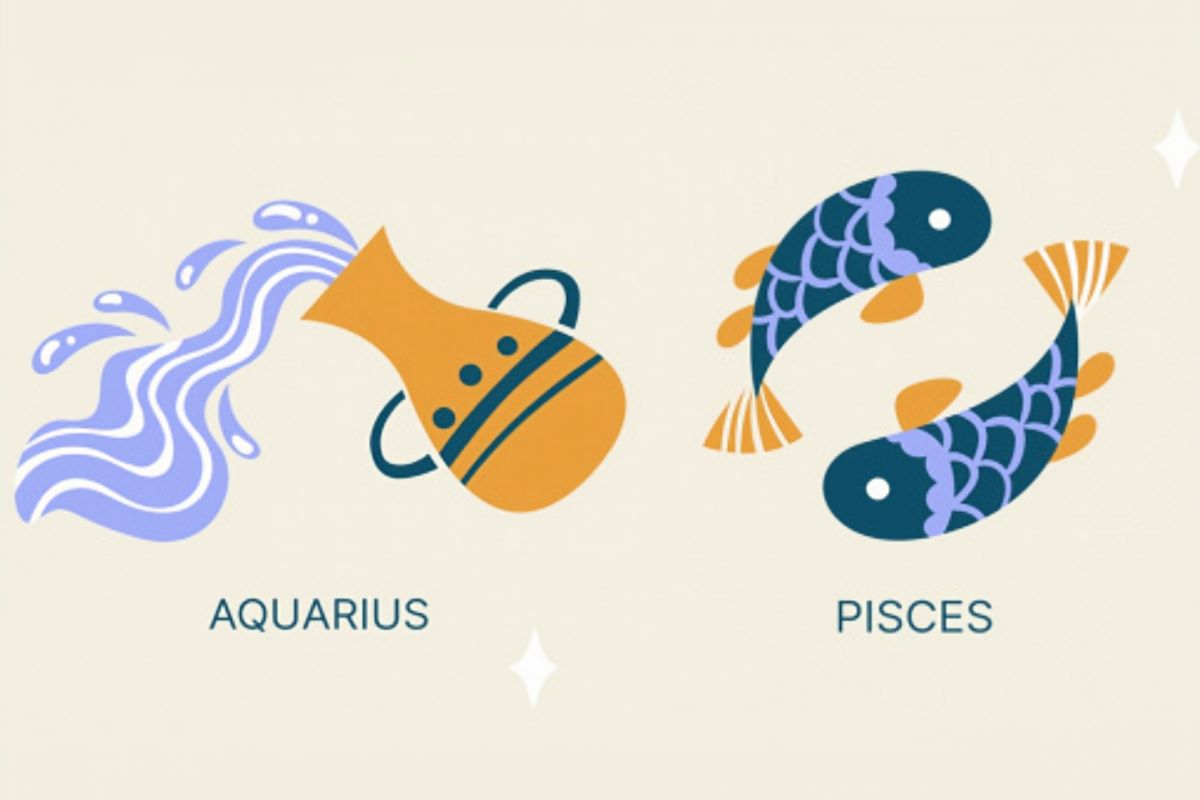 Ilustrasi zodiak Aquarius dan Pisces. (pinkvilla.com) - Image