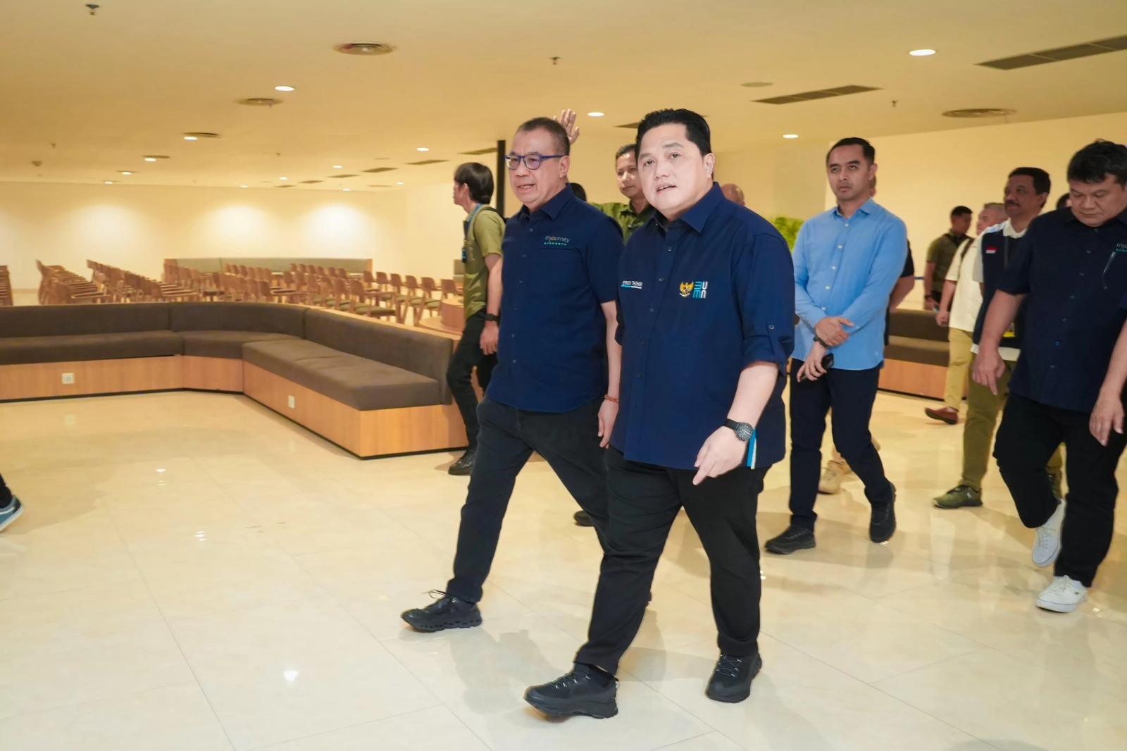 Menteri Badan Usaha Milik Negara (BUMN) Erick Thohir saat meninjau progres Terminal 2F Bandara Internasional Soekarno-Hatta, Tangerang, Banten, Rabu (1/1). (Istimewa) - Image