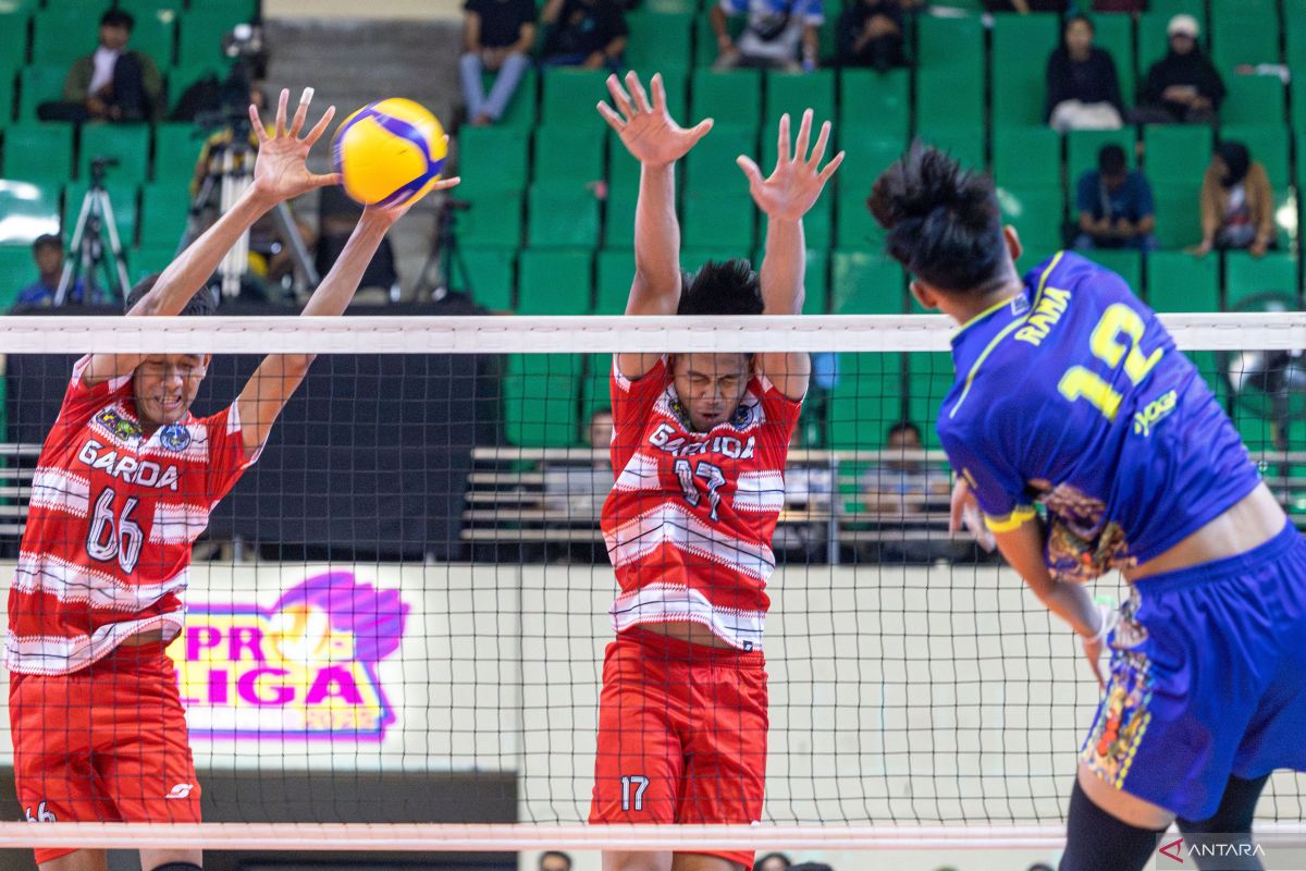 Pertandingan Proliga 2025 antara Garuda Jaya vs Samator (ANTARA FOTO/Aji Styawan) - Image