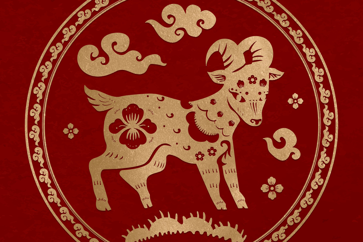 Ilustrasi shio kambing. - Image