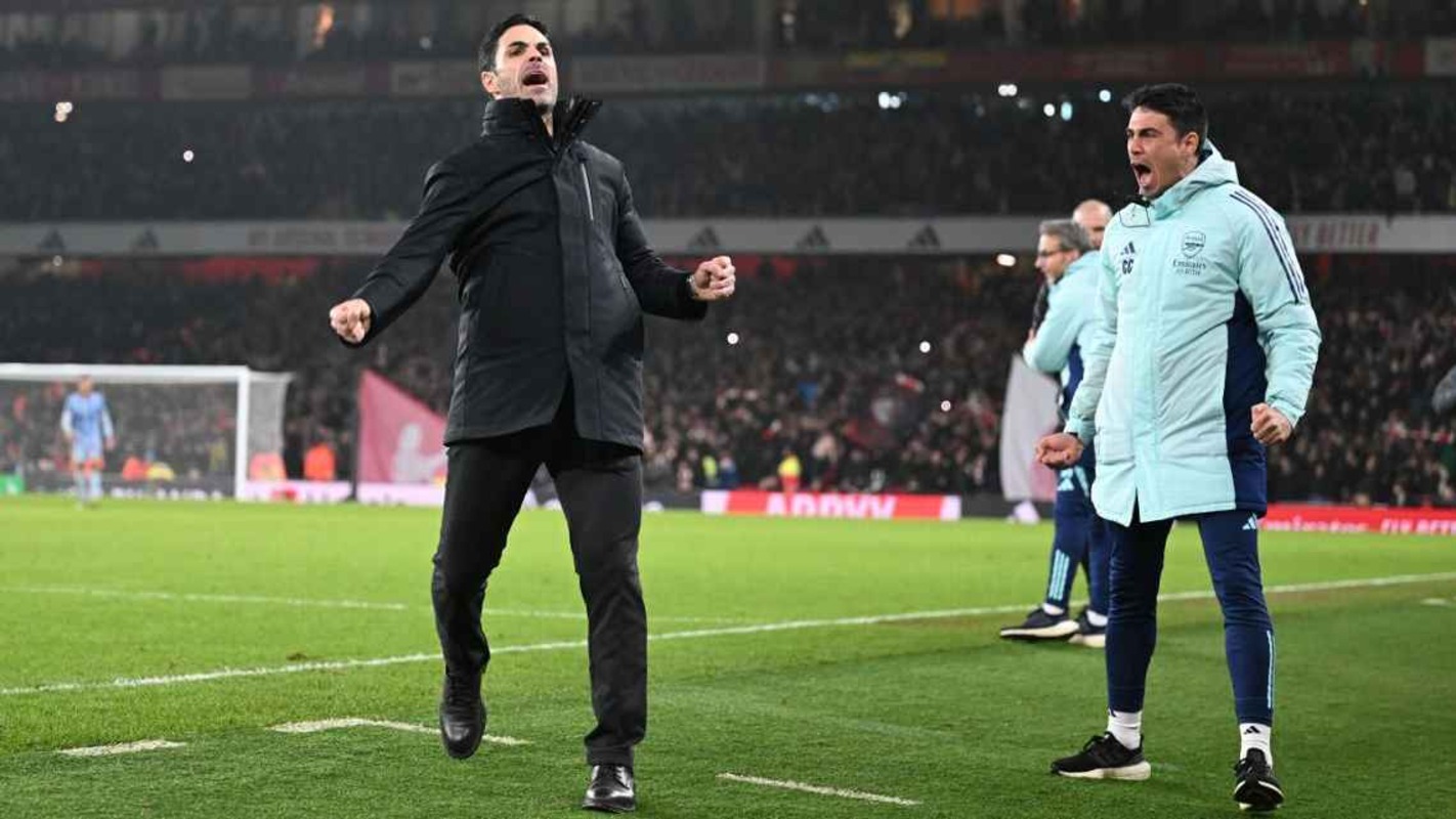 Selebrasi Mikel Arteta setelah berhasil membawa Arsenal memenangkan derby London Utara. (Stuart MacFarlane/Arsenal FC) - Image