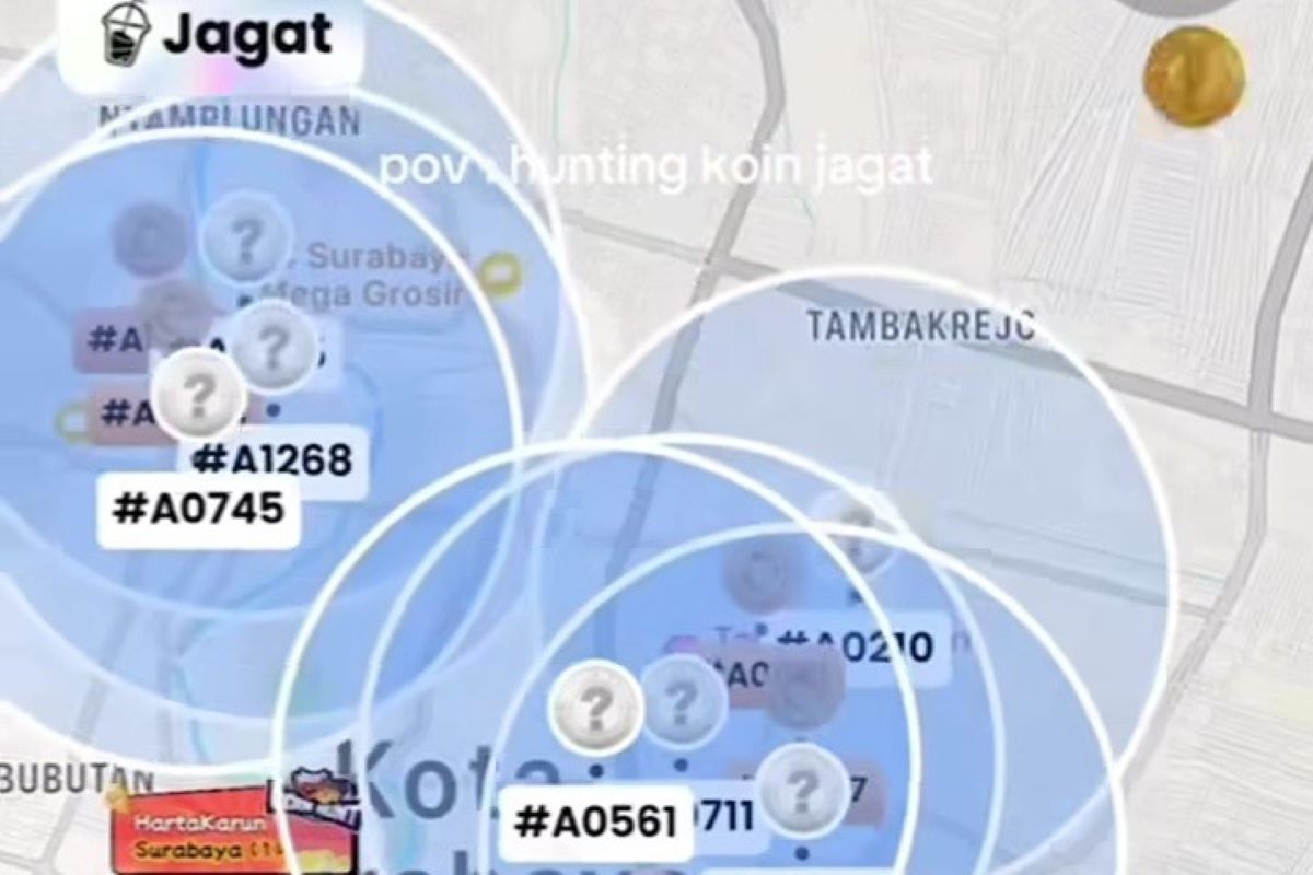 Perburuan koin Jagat sedang menjadi tren di Surabaya. (Tangkapan layar unggahan video instagram @lovesuroboyo) - Image