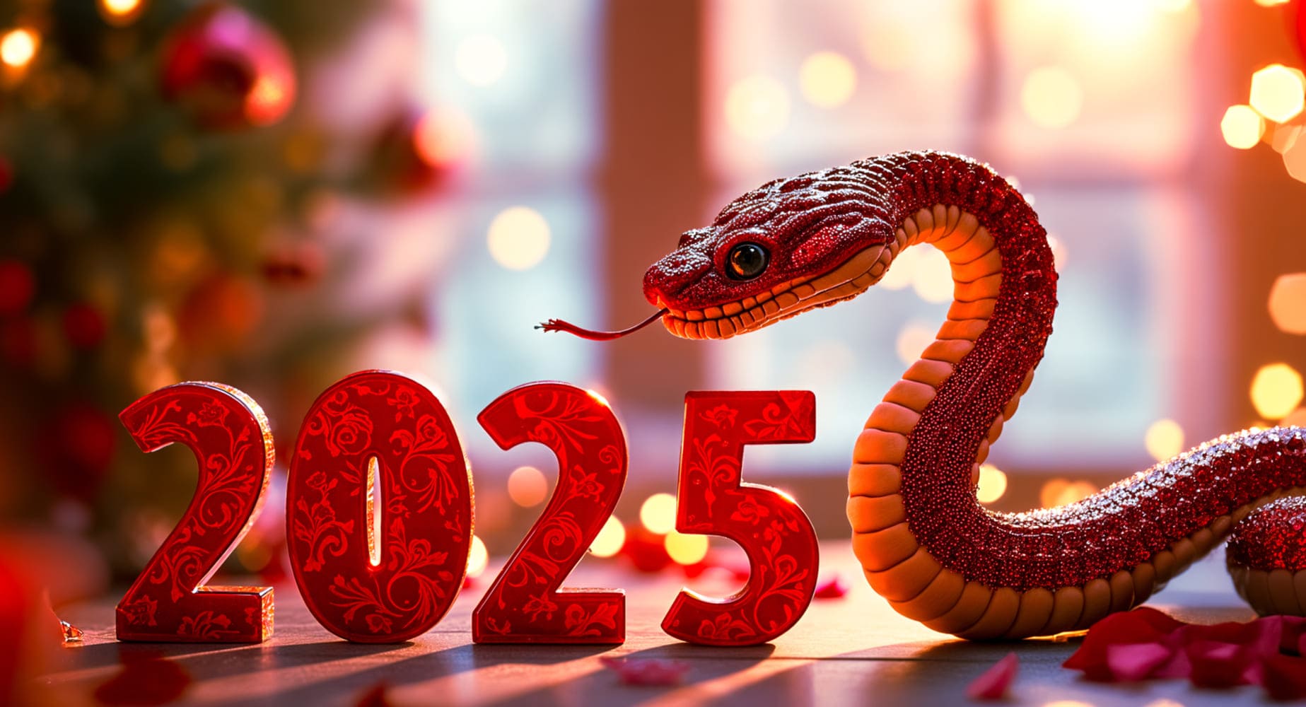 ilustrasi tahun Ular Kayu 2025. - Image