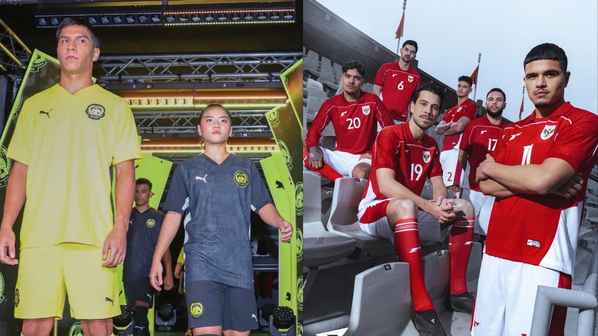 Perbandingan jersey Timnas Malaysia dan Indonesia. (Dok. FAM dan Erspo) - Image