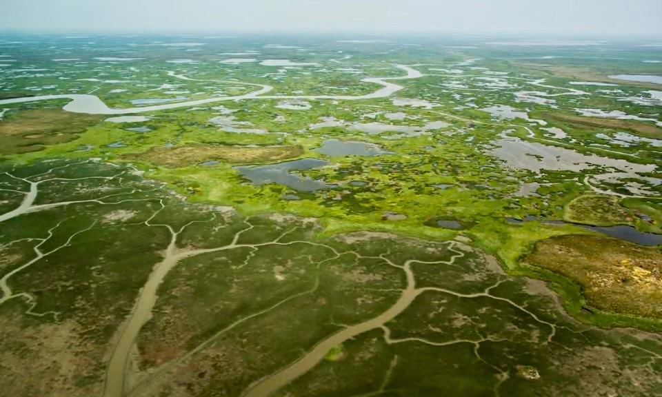Mencairnya permafrost Di dekat Newtok, Alaska, menyebabkan Sungai Ninglick meluap dan mengikis tepiannya. (The Guardian) - Image