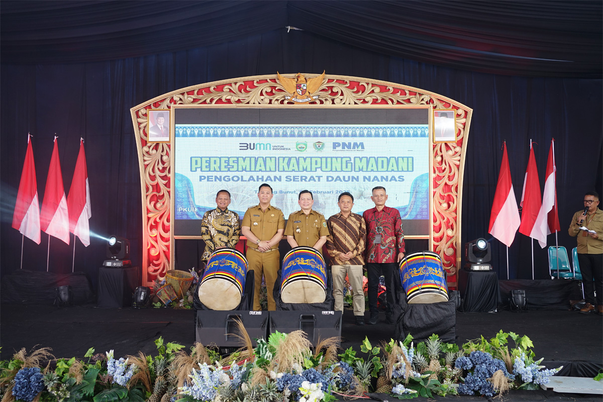 Peresmian Kampung Madani PNM diresmikan di Desa Tanjung Bunut, Kabupaten Muara Enim dengan klasterisasi daun Nanas. (Dok. Humas PNM) - Image