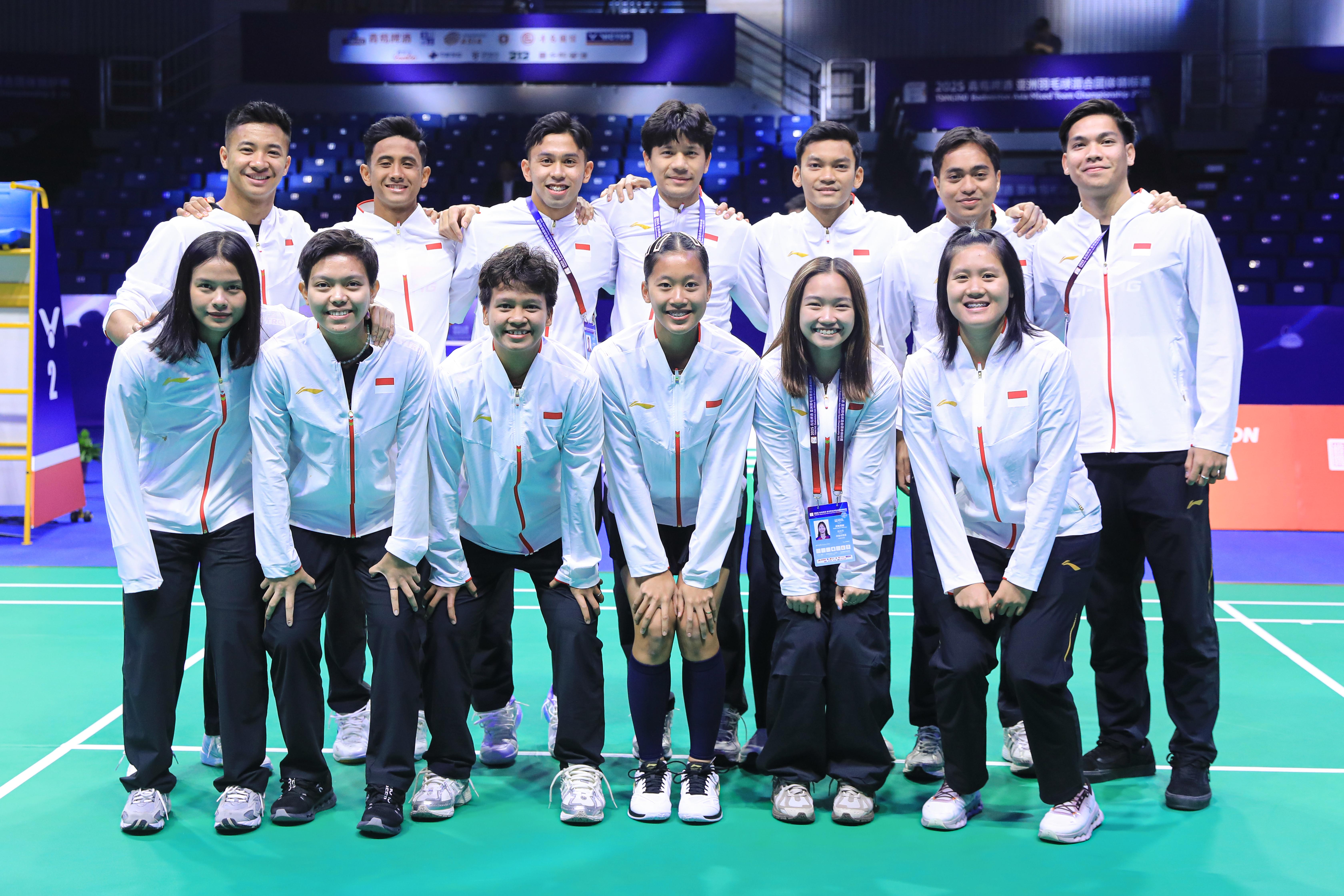 Tim Indonesia berhasil membuka perjuangan di Badminton Asia Mixed Team Championships (BAMTC) 2025 dengan kemenangan 5-0 atas Hong Kong. (Dok: PBSI) - Image