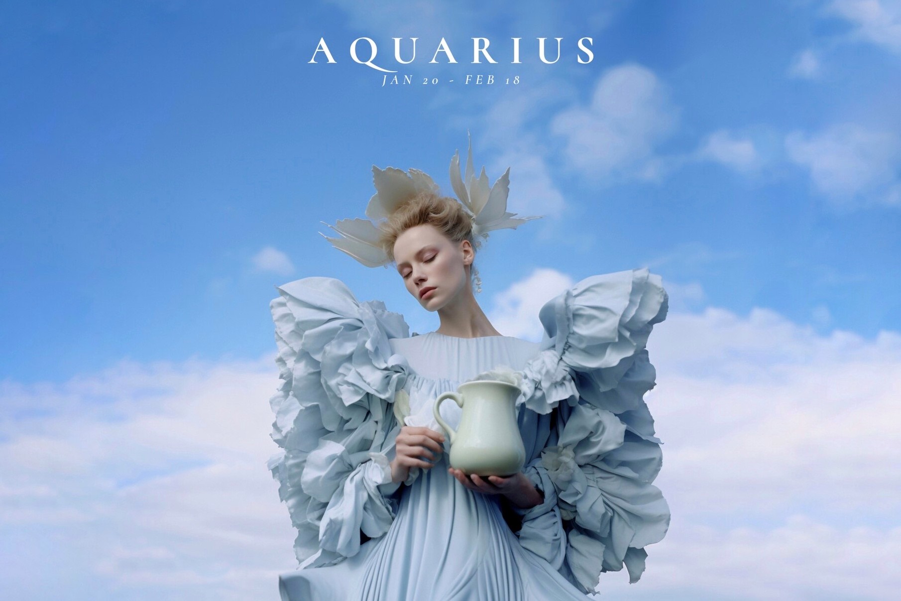 Ilustrasi zodiak Aquarius. - Image