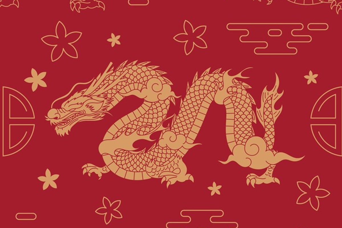 Ilustrasi shio naga dalam astrologi Tiongkok - Image